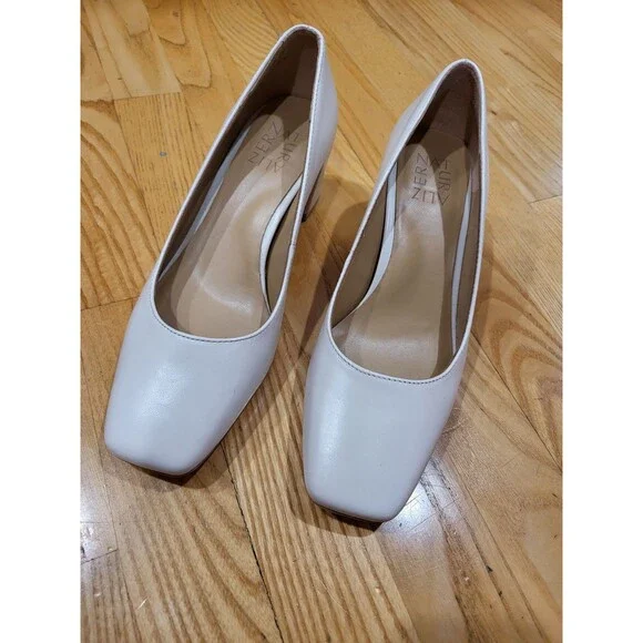 Naturalizer Womens Karina Square Toe Dressy Pump Shoe Satin Pearl White Size 6 W - Picture 2 of 8